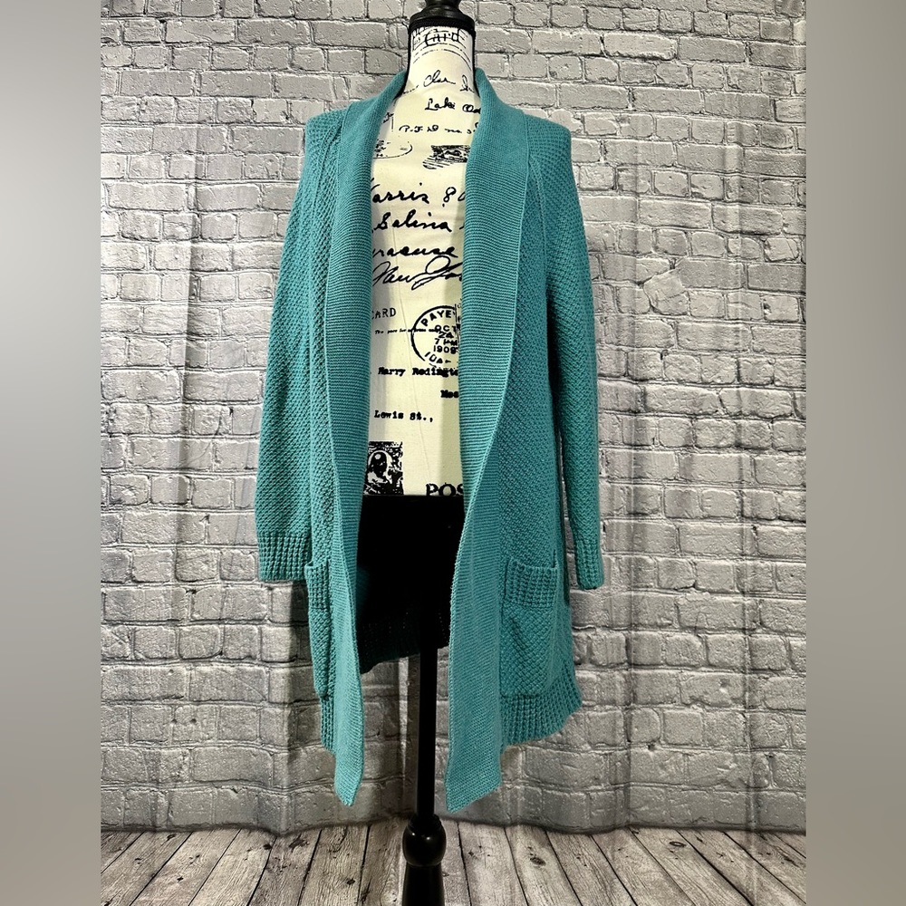 Matilda Jane Thick Knit Cardigan. Teal. Size SMALL.